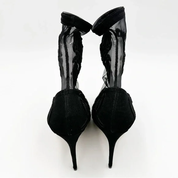 Dolce & Gabbana Embroidered Mesh Stretch-lace Sock Boots In Black - Picture 6 of 14
